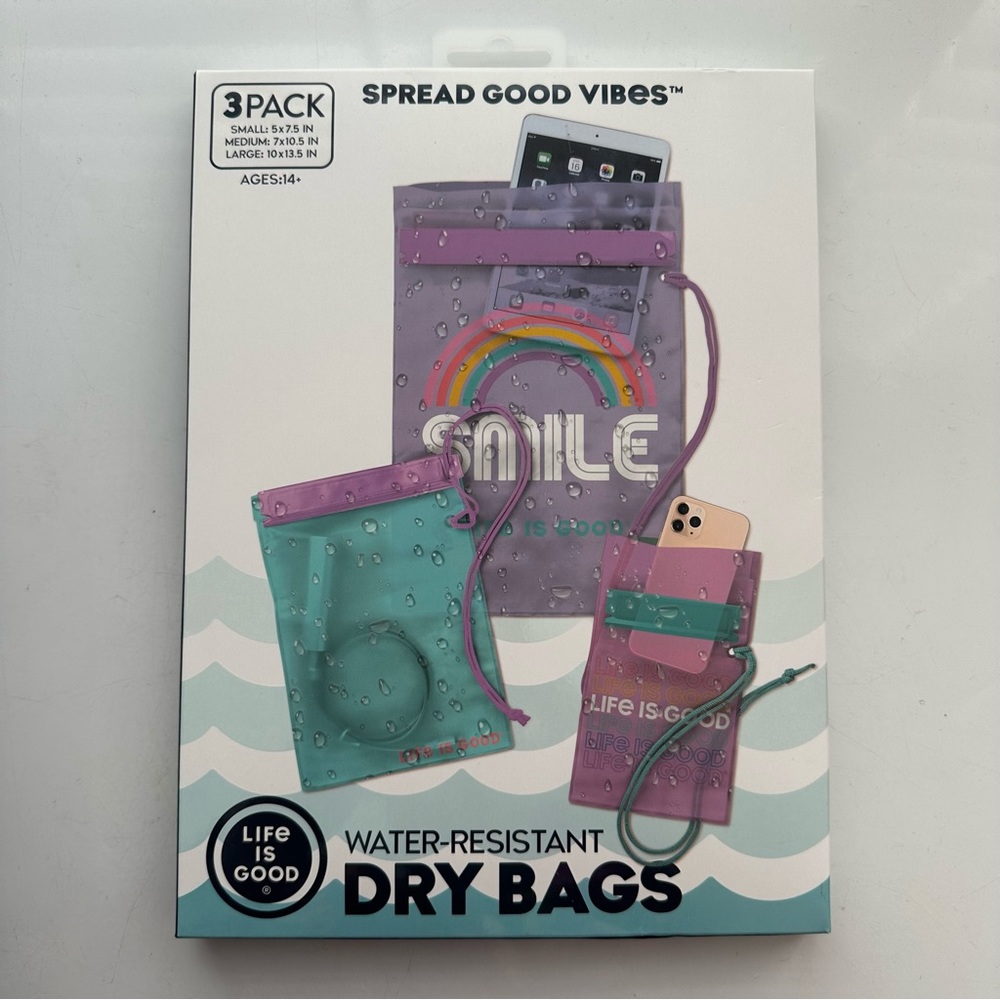 Life Is Good Water-Resistant Dry Bags 3 Pack